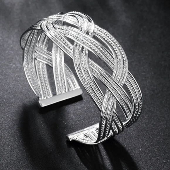 925 sterling silver interwoven web Bangle and ring set - Picture 7 of 7